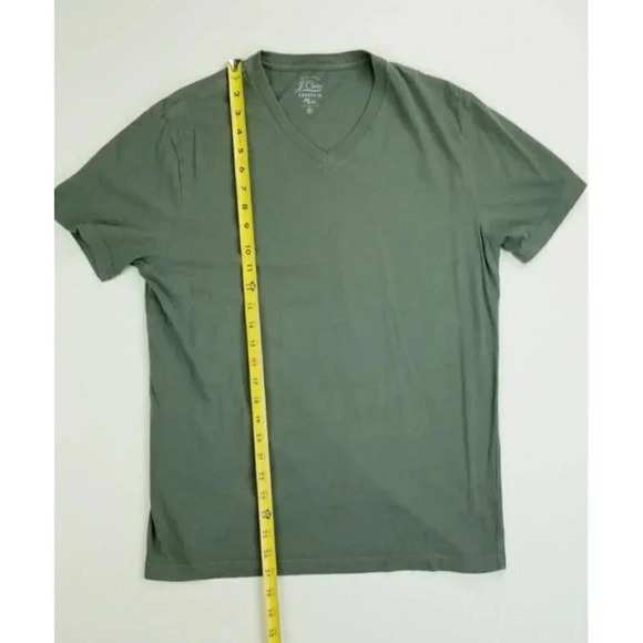 J. Crew Authentic Men Medium Olive Green Broken In Knit Goods V Neck Fashion Tee - Picture 4 of 5